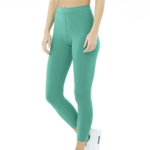 ALO Yoga, Ribbed High-Waist 7/8 Blissful Legging, Ocean Teal, VGUC Women's L